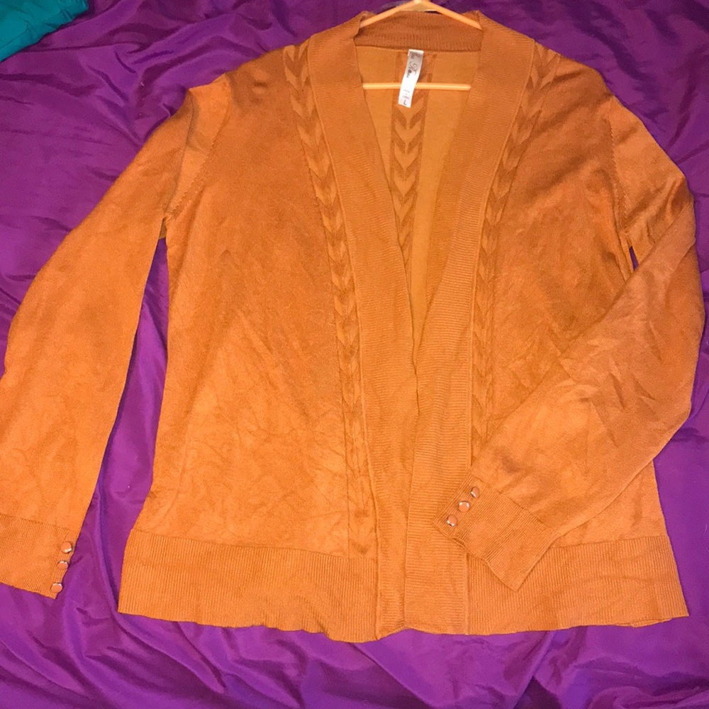 Mustard yellow cardigan, size large